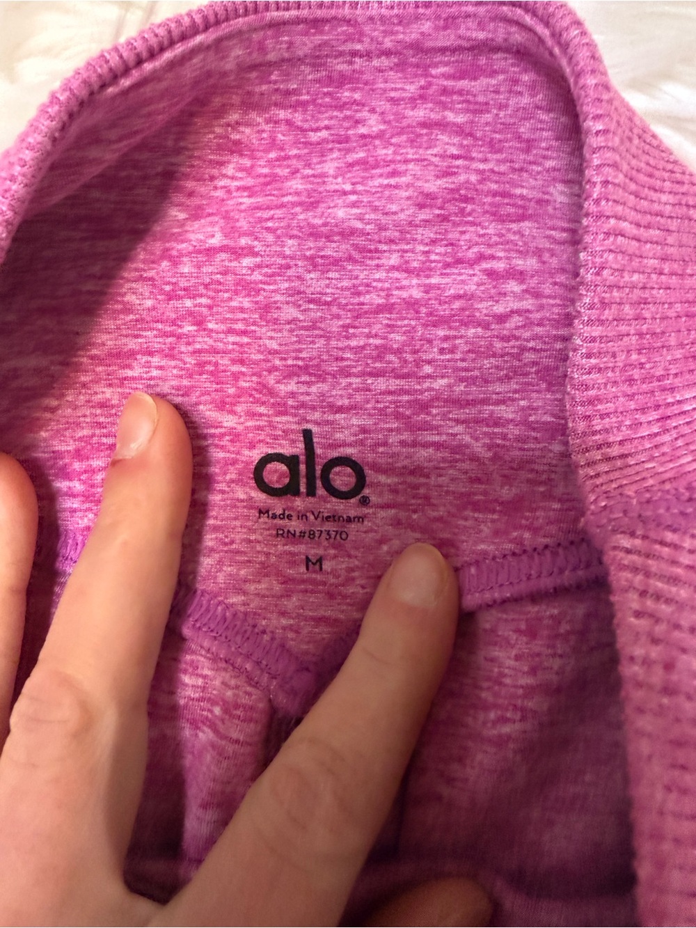 ALO Yoga Lavender Pink Ribbed Sports Bra & Heathered Leggings Set - Size Small - Picture 7 of 8